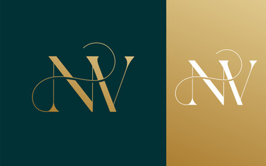 Initial letter NV VN logo design vector illustration for couple, wedding, and business