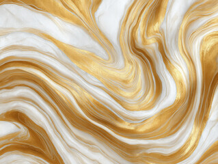 Obraz premium High-Gloss Ceramic Tile with Gold and White Swirl Pattern on Transparent Background