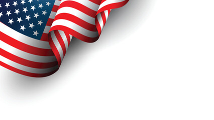 American flag waving, corner design, red, white, and blue, patriotic, nationalistic, independence day, memorial day, vector illustration, graphic design element,