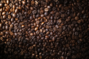 Coffee Beans Background Top View with Seamless Natural Texture
