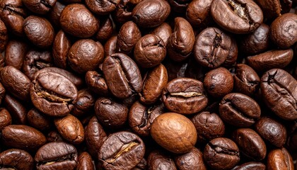Obraz premium Close Up of Roasted Coffee Beans Dark Brown Texture Background