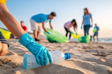 Beach Cleanup Volunteers Picking Up Trash | Environmental Conservation, Community Service, Sustainability Initiatives