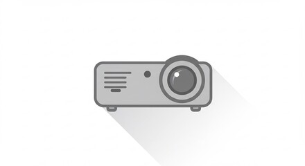 Gray Projector Icon on White Background
