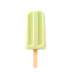 Pistachio ice cream popsicle isolated on transparent background