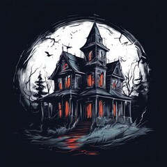 an AI Image Generator, Haunted Victorian Mansion Under Full Moon