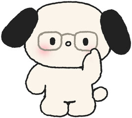강아지 캐릭터 안경 쓴 이모티콘 손그림