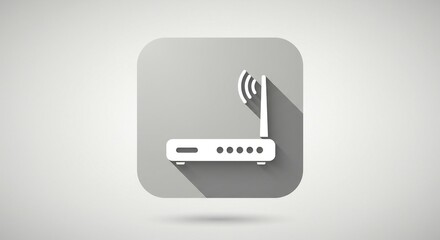 Obraz premium Grey Wireless Router Icon on Square Background
