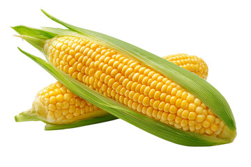 Fresh Corn Cob with Husks on Transparent Background