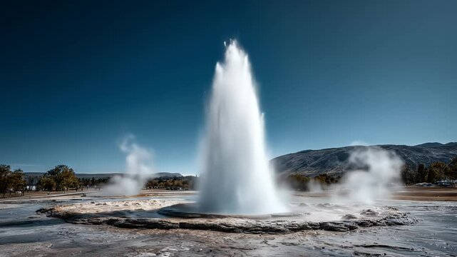 Geothermal geyser erupting