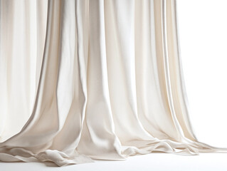 A soundproof curtain, isolated on a clean white background, with thick fabric and minimal shadow.