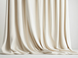 A soundproofing curtain, isolated on a white surface, with soft, thick fabric and no shadow.