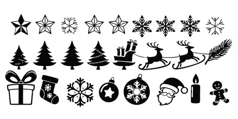 Christmas Vector Silhouettes – Ornaments, Trees, Santa & More