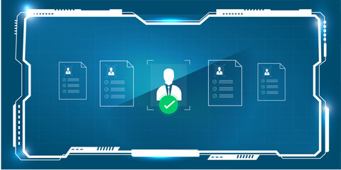 Modern Employment Technology Concept with Augmented Reality HR Tools and Futuristic Interface Display