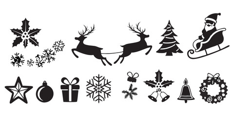 Christmas Silhouette Vector Icon Collection