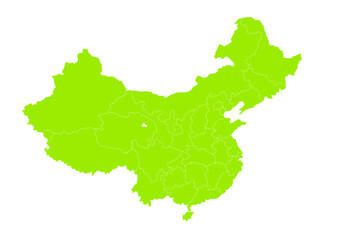 世界地図より、中国の行政区分地図　（Map of China.）
