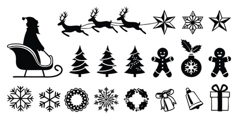 Christmas Vector Silhouettes – Ornaments, Trees, Santa & More