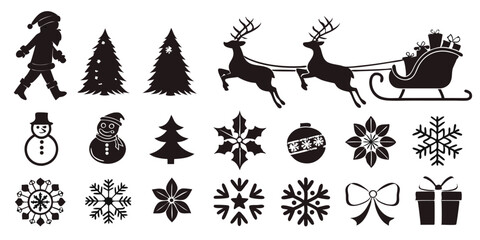 Christmas Silhouette Vector Icon Collection