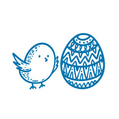 Endearing illustration featuring a cute bird and a beautifully decorated Easter egg design