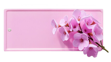 Delicate purple-pink card with rivet and with bouquet.Space for text. Collage.