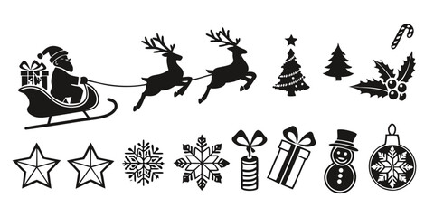 Christmas Celebration Silhouettes – Icon Vector Set