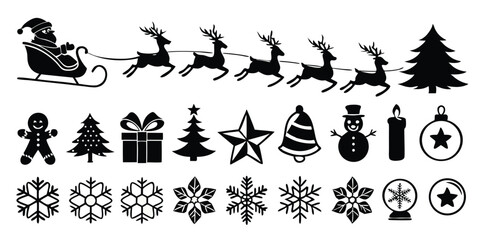 Naklejka premium Christmas Celebration Silhouettes – Icon Vector Set