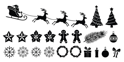 Christmas Celebration Silhouettes – Icon Vector Set