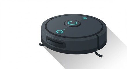 Fototapeta premium Pixel Art Robotic Vacuum Cleaner on White Background