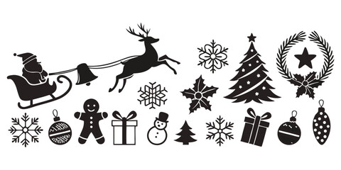 Christmas Celebration Silhouettes – Icon Vector Set