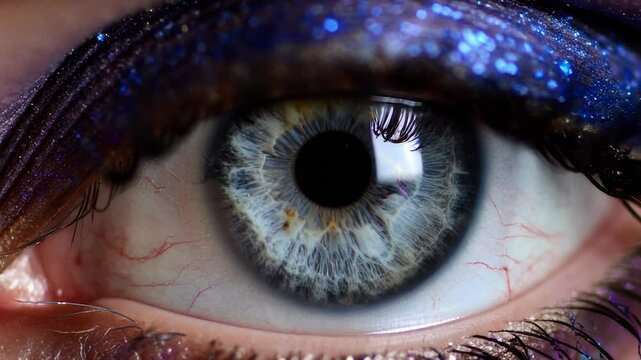 Sequence of female eyes with makeup rapidly changing one after another, showcasing various styles, colors, and artistic expressions.