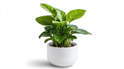 Green plant in elegant pot enriches indoor space with natural beauty and freshness