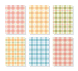 Pastel checkered pastel pattern set. Cute gingham repeat. Party decor and fashion textile design.