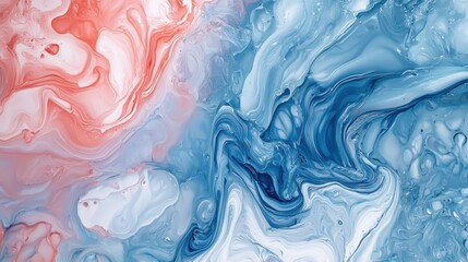 Obraz premium Pastel marble texture creating a soothing abstract background with swirls of red, blue, and white, perfect for design and artistic projects