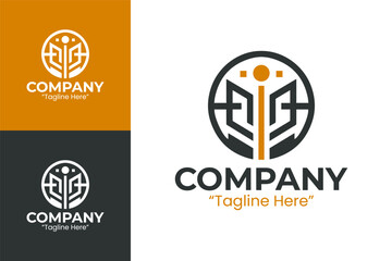 Abstract Geometric Shapes Logo for Professional Company Identity in Orange and Black