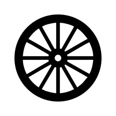 Fototapeta premium A wheel with circular spokes full black silhouette vector illustration design