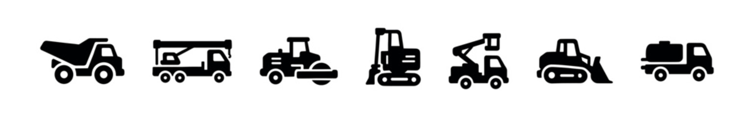 Business and event solid icon set. tools, tags, tickets, presentation icons