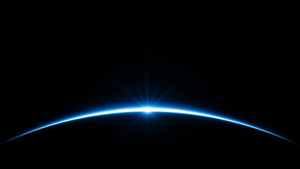 Stunning Blue Horizon Celestial Light Rays on Dark Background