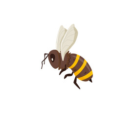 Bee flying icon. Bee isolated on the white background. Queen Honey Bee Design Template. Insect