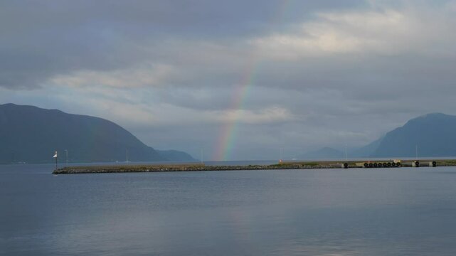 Rainbow Over Fjords Seen from Hareid, Norway