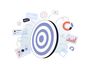 Digital Marketing Target Audience illustration. Setting important goals, Action plan or objective that inspires