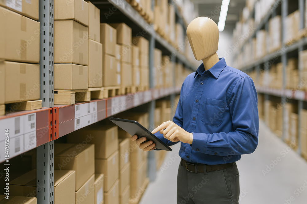 Poster monitoring stock levels with digital tools enhances efficiency and accuracy in inventory management 