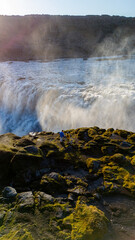 Discovering the majestic Dettifoss waterfall in icelands golden circle at sunset