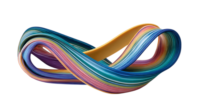 A colorful yoga resistance band, white background --ar 16:9