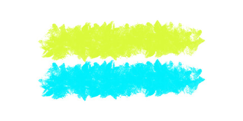 Abstract Brushstroke Duo: Two vibrant brushstrokes, one a zesty lime, the other a refreshing cyan, converge in an abstract dance of color and texture.
