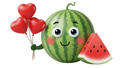 Isolated Watermelon with Balloons