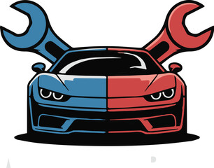 Red sport luxury car race design vector illustration