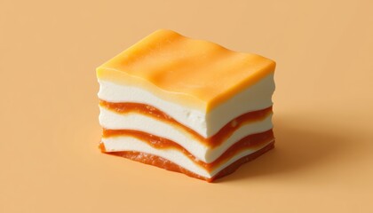 International minimalist lasagna dish clean layers artwork food design bright environment abstract concept