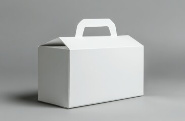 Empty white cardboard pastry box with handle suitable for modern food packaging needs and ideal for pastries and baked goods