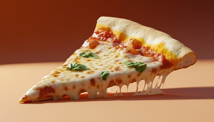 International food dish isometric pizza slice in leather texture a culinary delight for food lovers