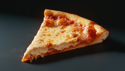 International food dish delight photoreal isometric pizza slice in a luxurious leather texture setting