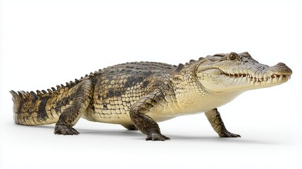 Fototapeta premium Crocodile resting on white background